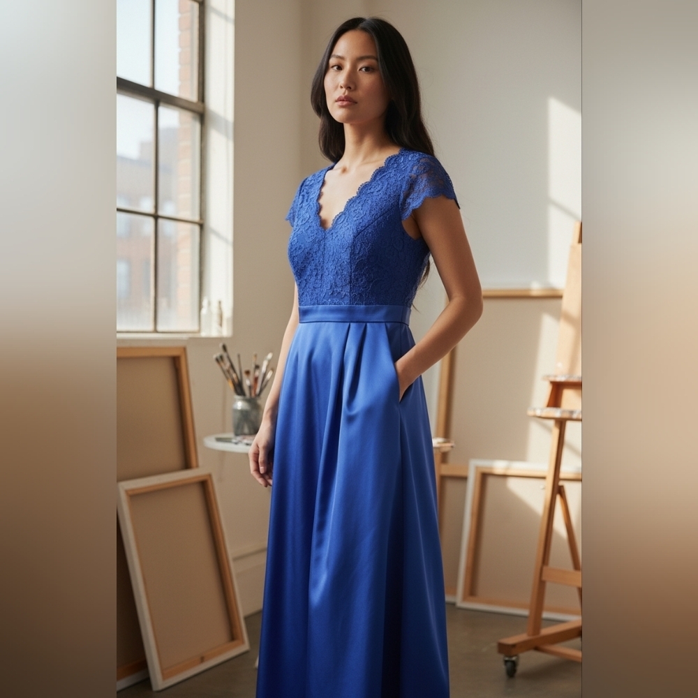 Alex Evenings sz 10 royal blue gown cocktail dress mother of bride